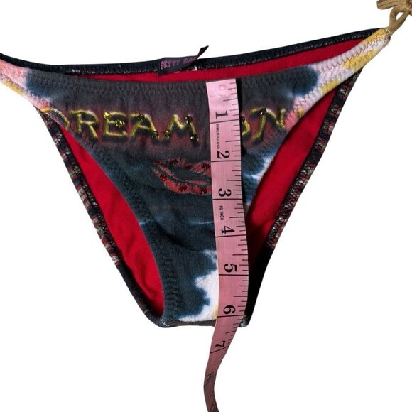Betty Bangs Red & Black Dream On Aerosmith Rhinestone Cheeky Bikini Bottom - Picture 9 of 13